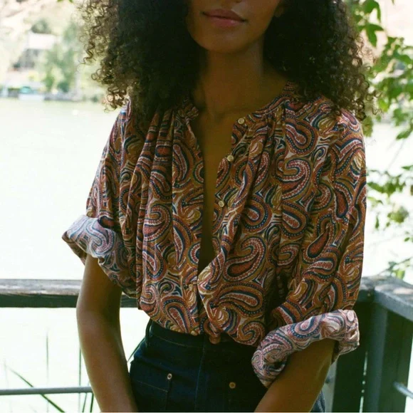 NWT DOEN Jane Blouse Paisley Print - Picture 1 of 5